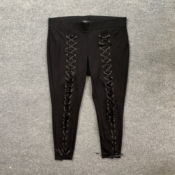 Torrid Leggings Womens 2 Plus Black Lace Up Pull On Stretch Skinny Cropped Ankle - Picture 2 of 11